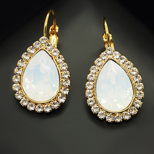 Auskari "Debesu Piliens (White Opal)" ar Swarovski™ kristāliem